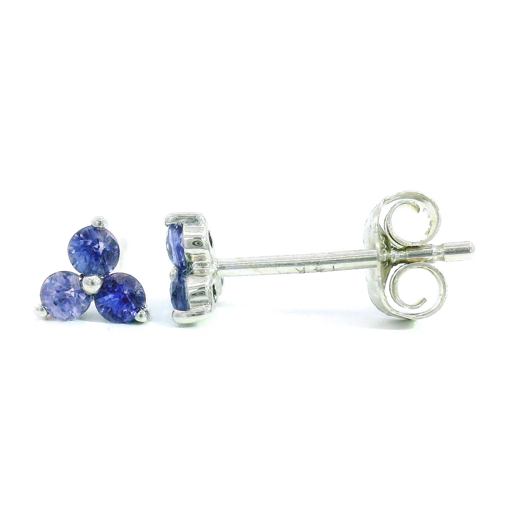 Yogo Sapphire Stud Earrings - "Trillium" - Image 2